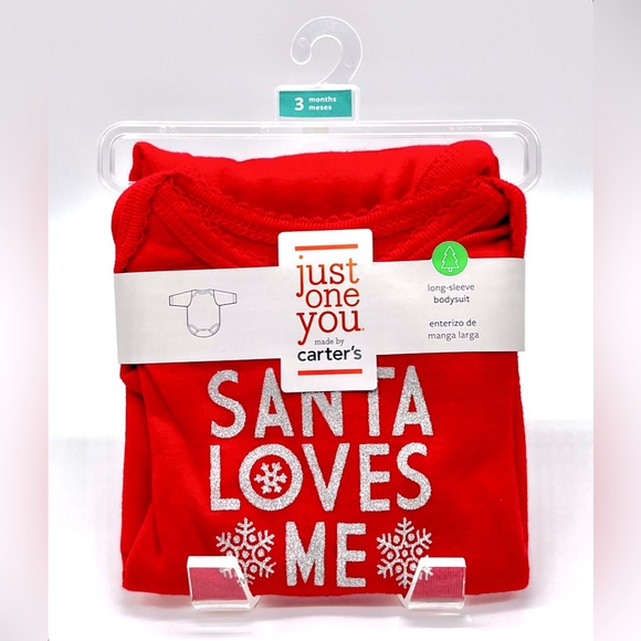 NWT Carter’s Just One You Santa Loves Me Long-Sleeve Bodysuit - Picture 1 of 2
